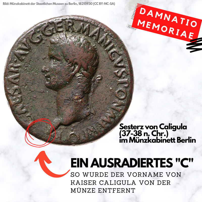 damnatio memoriae: Erradierter Sesterz